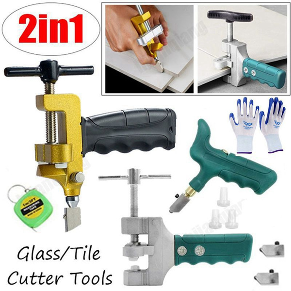 Glass Tile Cutter Tool Kit with 2 in1 Handheld Hard Alloy Tile Opener,  Blades, Pads, Professional Ceramic Glass Breaking Pliers Set for DIY Home  Glass & Tile Cutter